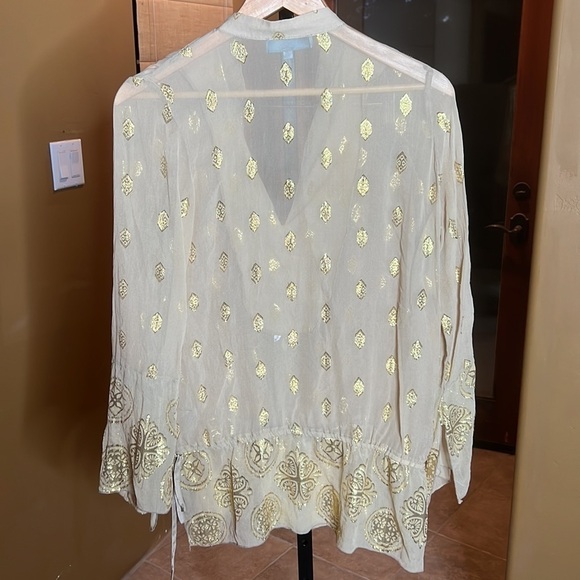 Hale Bob Beaded Sheer Silk Tunic Blouse Size Medium - Picture 8 of 9